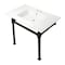 Kingston Brass KVPB37224Q0 37-Inch Console Sink with Stainless Steel Legs (4-Inch, 3 Hole), White/Matte Black KVPB37224Q0 - alternate 1